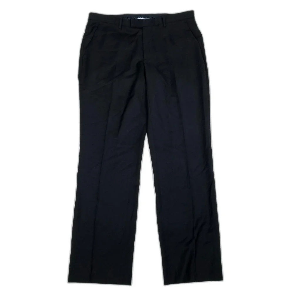 Hugo Boss Sharp Fit Black Wool Designer Luxury Dress Pants Old Money Trouser 34